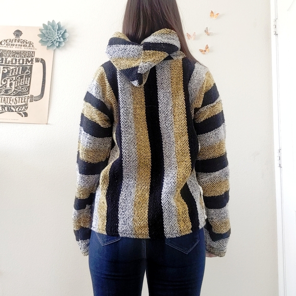 Woven Striped Drug Rug Skater Hoodie - Picture 4 of 5